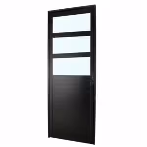 Porta de giro Nobre Black - Lambri com 03 Vidros