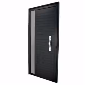 Porta de giro Nobre Black - Lambri com visor e puxador oval