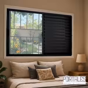 Veneziana de correr Classic Black - 03 folhas com grade