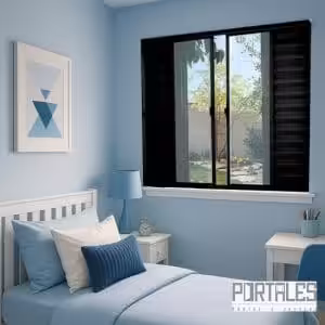 Veneziana de correr Classic Black - 06 folhas sem grade