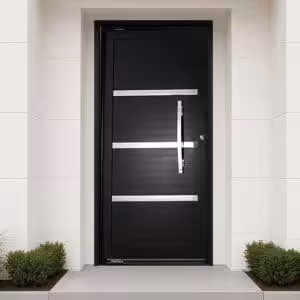 Porta Pivotante Nobre Black - Lambri com friso e puxador curvo