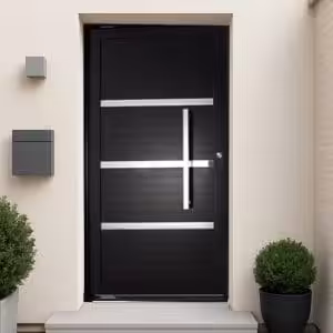 Porta Pivotante Nobre Black - Lambri com friso e puxador reto