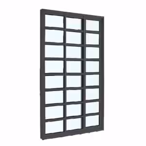 Porta de correr sacada L25 Black - 03 Folhas Móveis com travessa