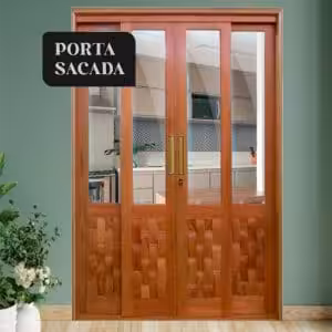 Porta de correr Sacada - 04 folhas Couro com Almofada