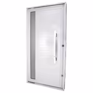 Porta pivotante Nobre lambri com visor e puxador curvo