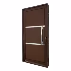 Porta pivotante com friso aço corten Ideal