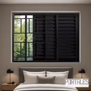 Veneziana de correr Standard Alumínio Black - 03 folhas com grade
