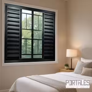 Veneziana de correr Standard Alumínio Black - 06 folhas com grade