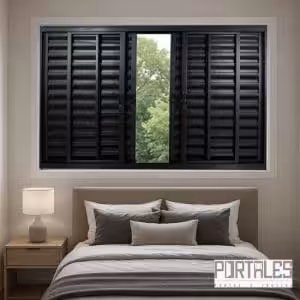 Veneziana de correr Standard Alumínio Black - 06 folhas sem grade