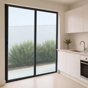 Porta de correr sacada Nobre Black - 02 folhas e vidro temperado