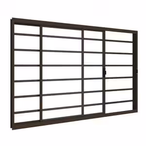 Janela de correr Classic bronze - 02 folhas com grade fecho de sobrepor