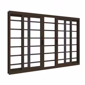 Janela de correr Classic bronze - 04 folhas com grade fecho embutido