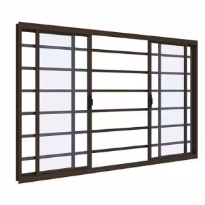 Janela de correr Classic bronze - 04 folhas com grade fecho de sobrepor