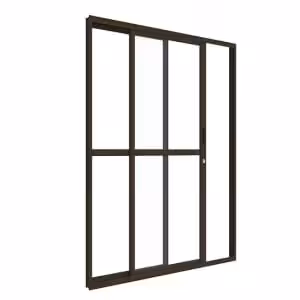 Porta de correr sacada Classic bronze - 02 folhas com travessa