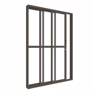 Porta de correr sacada Classic bronze- 03 folhas com travessa