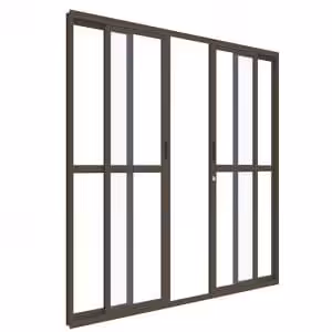 Porta de correr sacada Classic bronze - 04 folhas com travessa