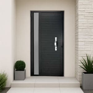 Porta de giro Nobre Black - Lambri com visor e puxador oval