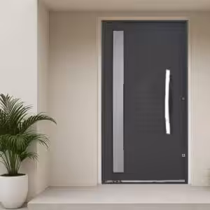 Porta Pivotante Nobre Black - Lambri com visor e puxador curvo