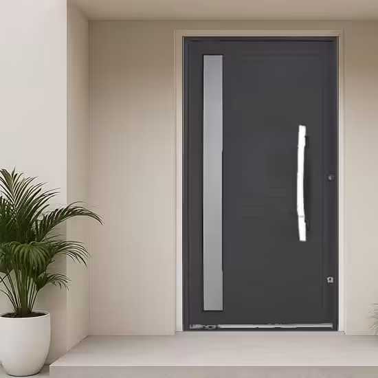 Porta Pivotante Nobre Black - Lambri com visor e puxador curvo