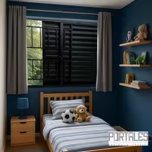 Veneziana de correr Classic Plus Black - 03 folhas com grade