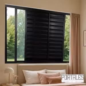 Veneziana de correr Classic Plus Black - 03 folhas móveis