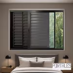 Veneziana de correr Nobre Black - 03 Folhas móveis