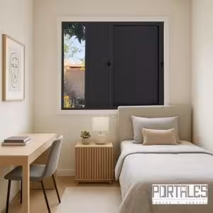 Veneziana de correr L25 Black - 03 folhas sem grade