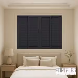 Veneziana de correr L25 Black - 06 folhas sem grade