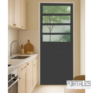 Porta de Giro Nobre Black - Lambri mista 04 vidros